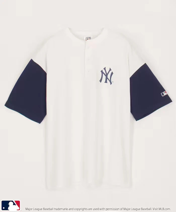 Limited Edition MLB Logo Print Henley Neck Oversized T-Shirt