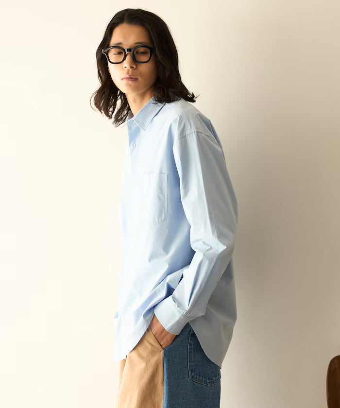 Nuance Color Oversized Regular Collar Long Sleeve Shirt
