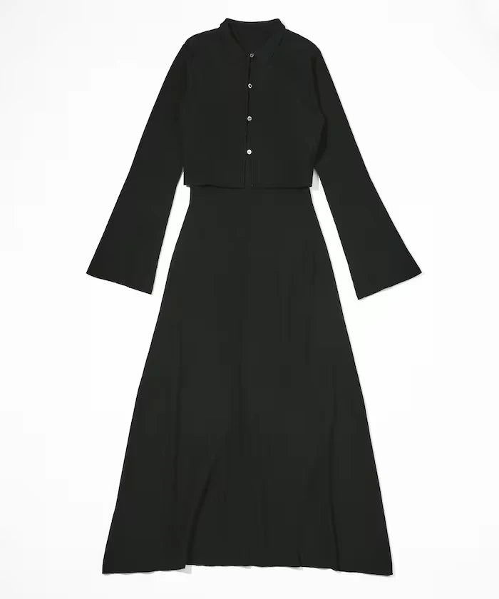 Functional Fabric Silk Blend Knit Ensemble Dress / Anti-Pill / Machine Washable
