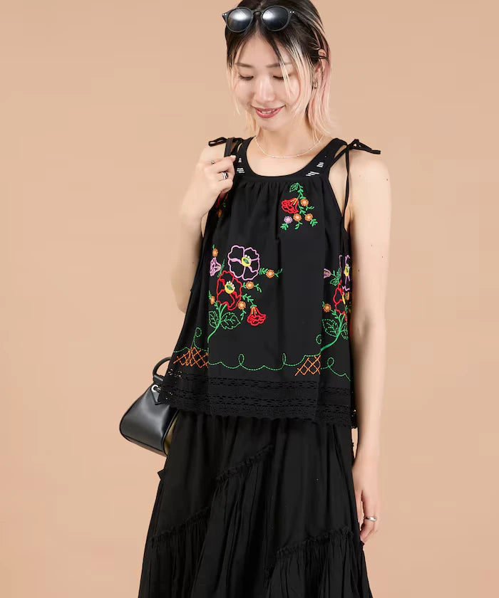 India Shoulder Ribbon Embroidered Remake Style Camisole