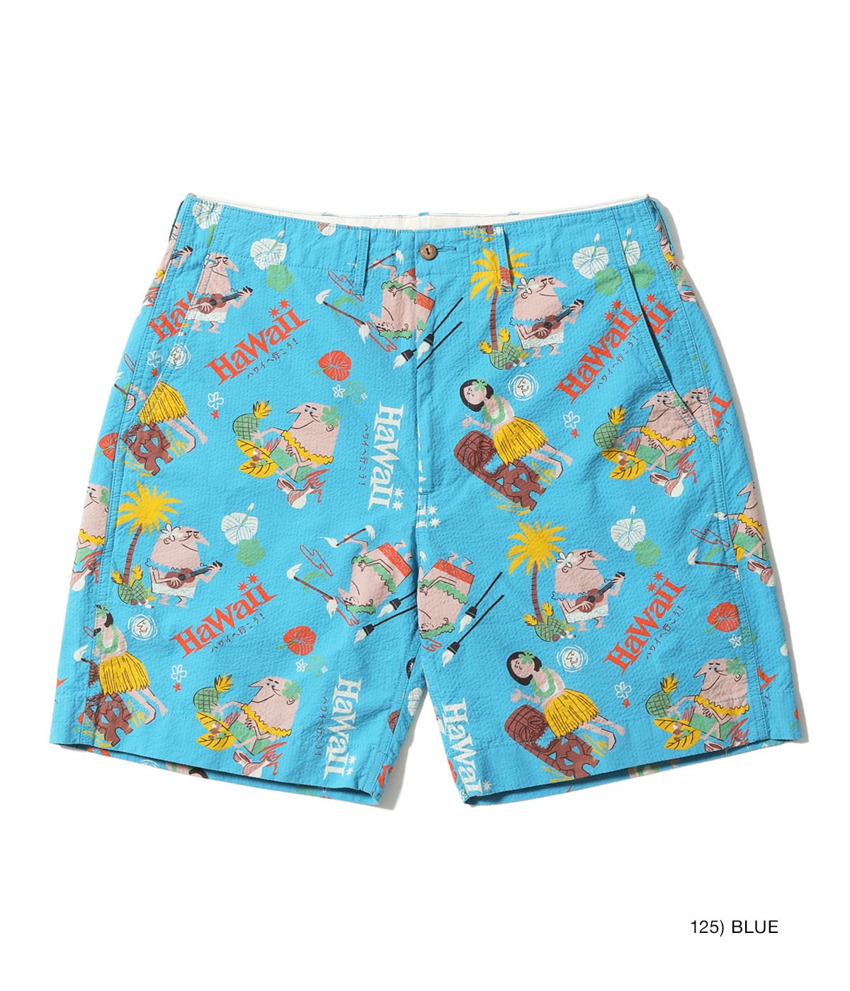 Cotton Seersucker Shorts "Trip To Hawaii" by Ryohei Yanagihara with Mookie