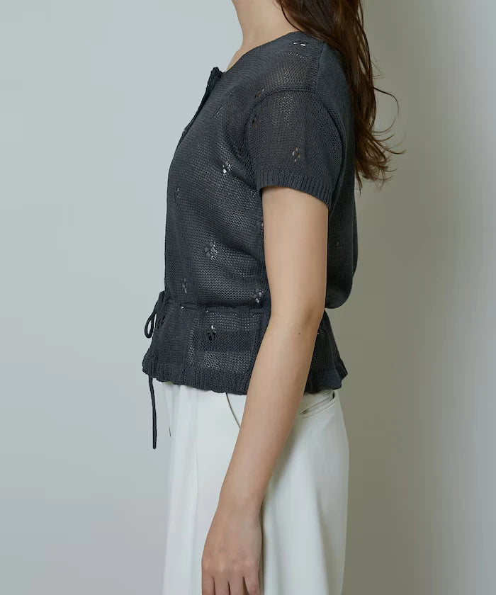 Linen Touch Eyelet Knit Cardigan Limited Edition