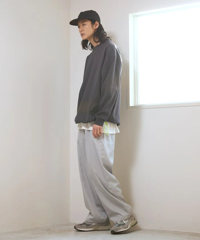 Spindle Stripe Easy Wide Pants / Compatible with Setup