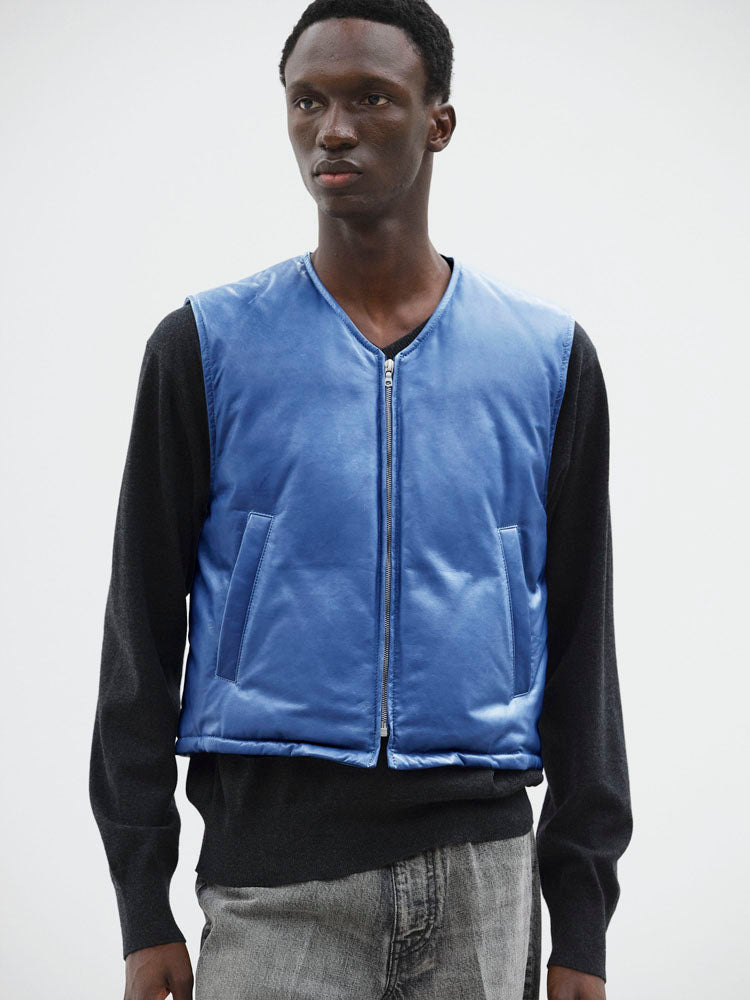 FINE CALF LEATHER DOWN VEST
