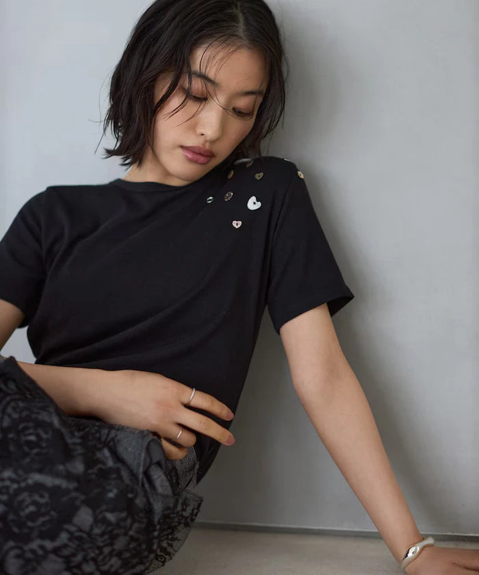 Many Button Cotton Modal Short Sleeve T-Shirt
