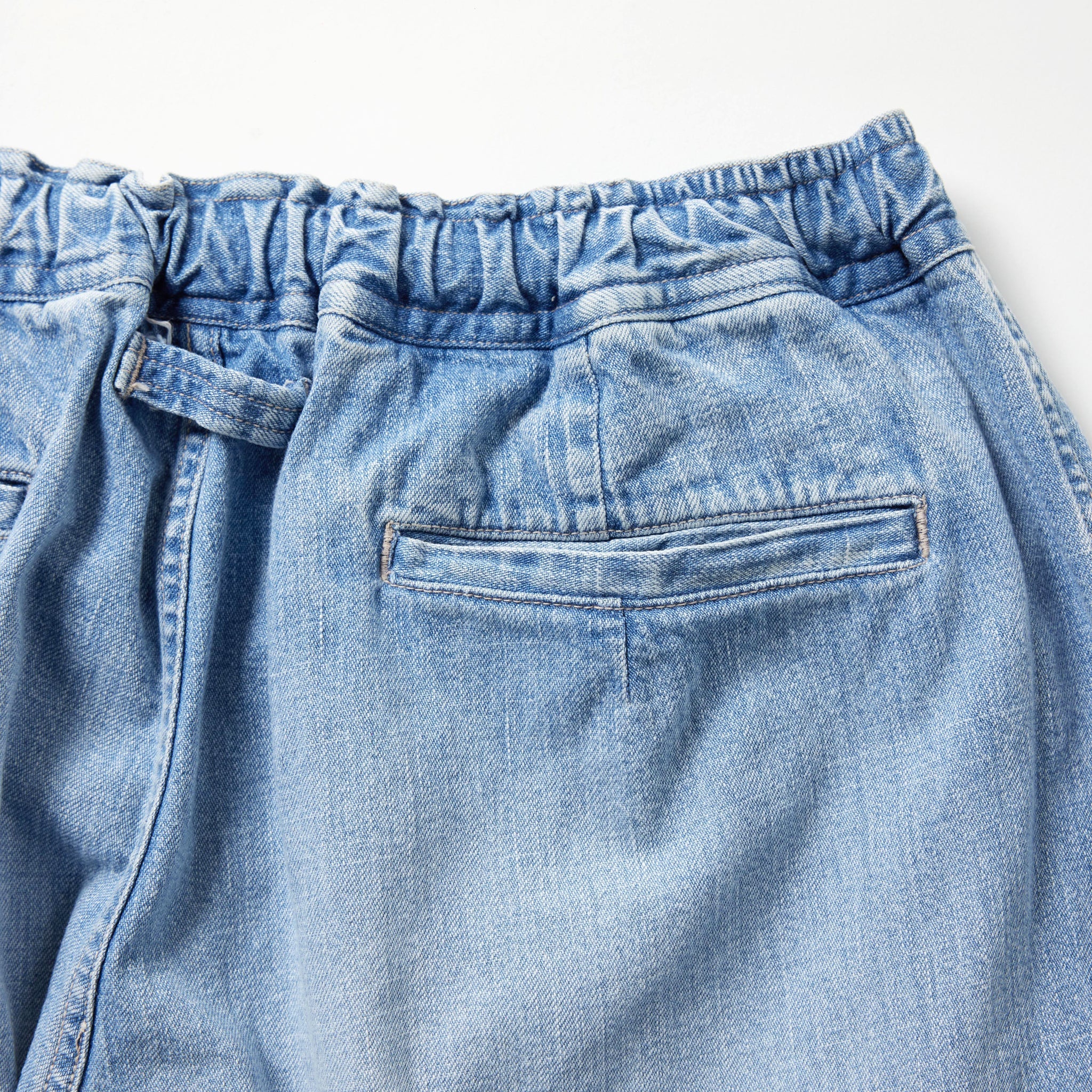 Recycled Waste Suvin Cotton Yarn 10oz. Jelt Denim Easy Wode Pants Bleach Washed