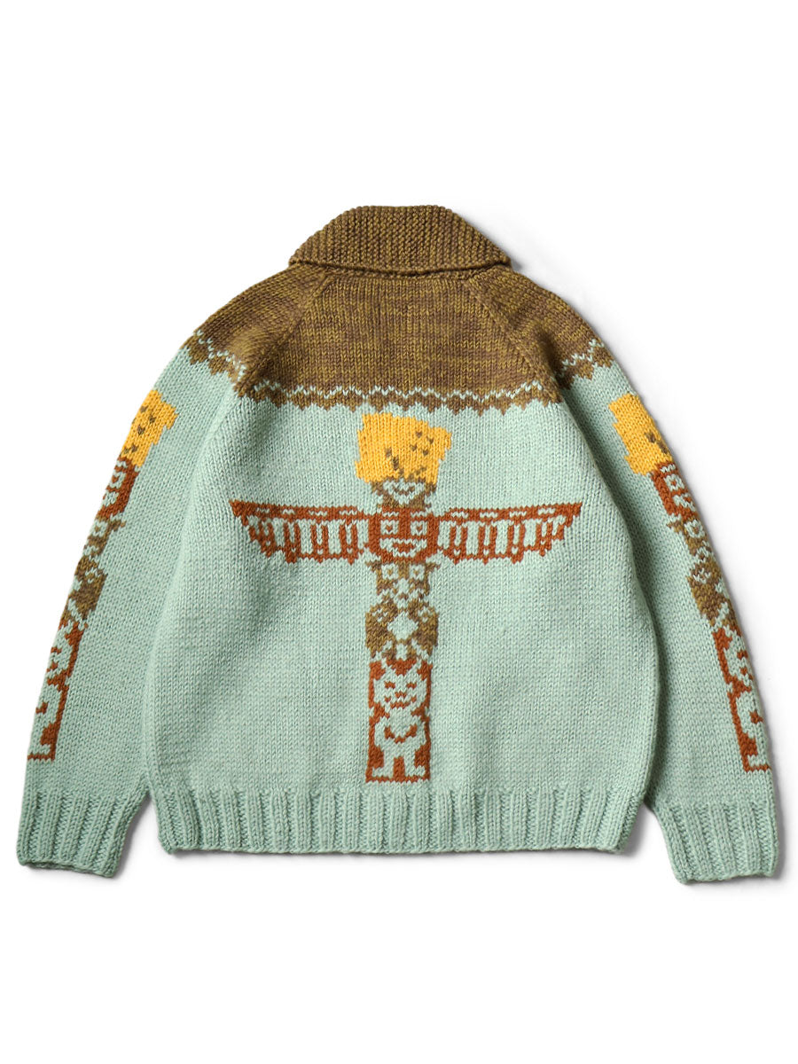 Hand Knit PECKISH Totem Pole ZIP Cardigan