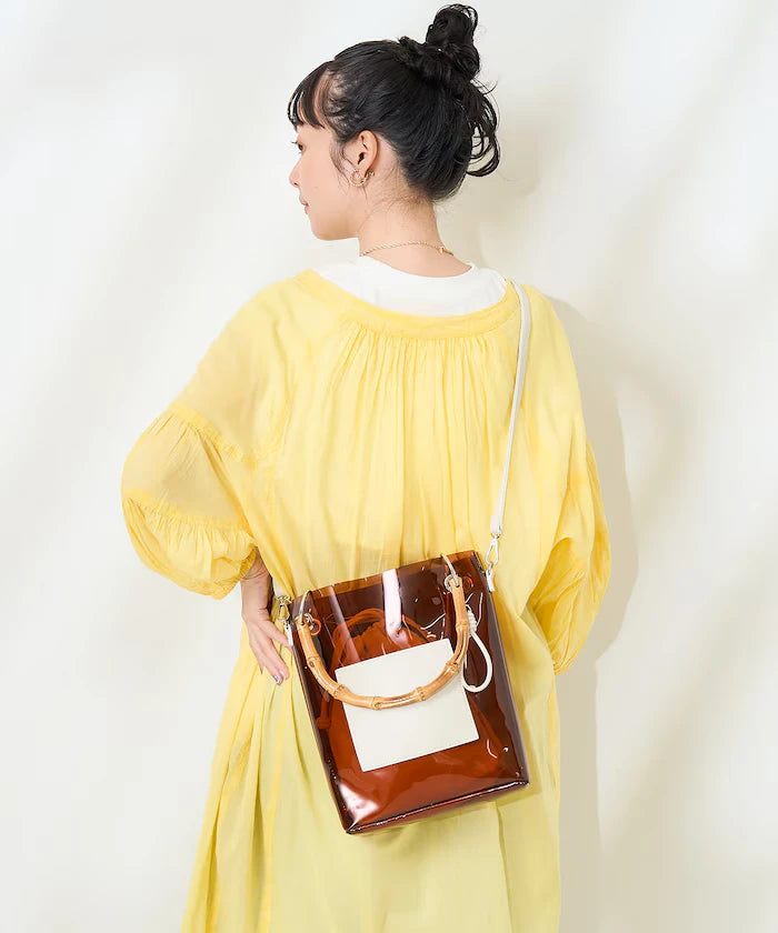 2way Bamboo Handle PVC Bag