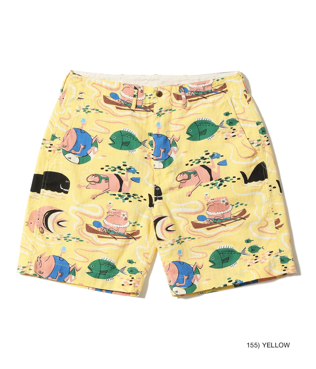 Dobby Cotton Shorts "Ocean Activities" by Ryohei Yanagihara with Mookie