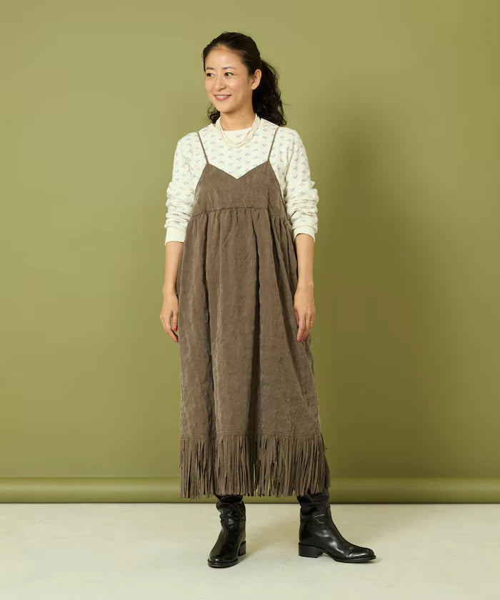 Fade-Processed Fringe Mini Dress