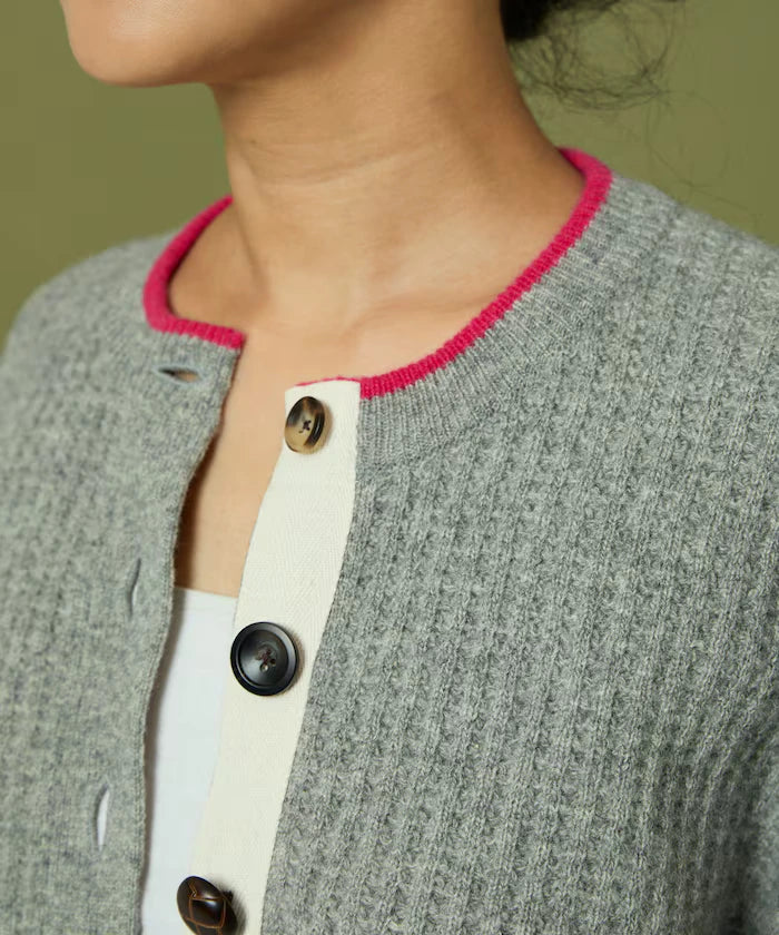 Short Length Color-block Knit Cardigan