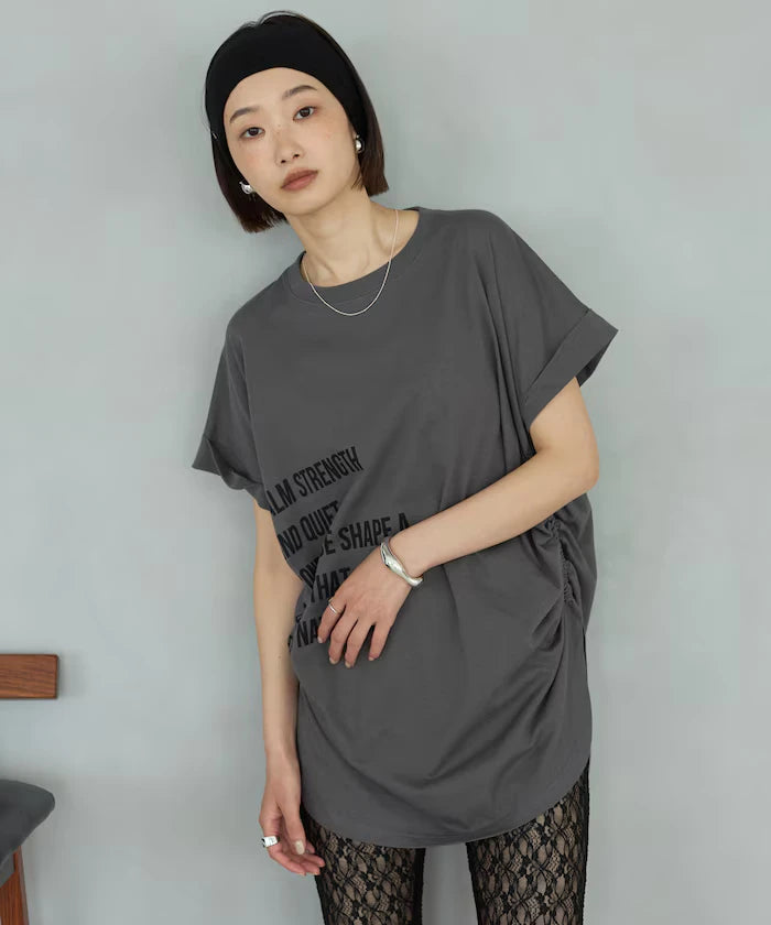Organic Cotton Shirring Logo T-Shirt