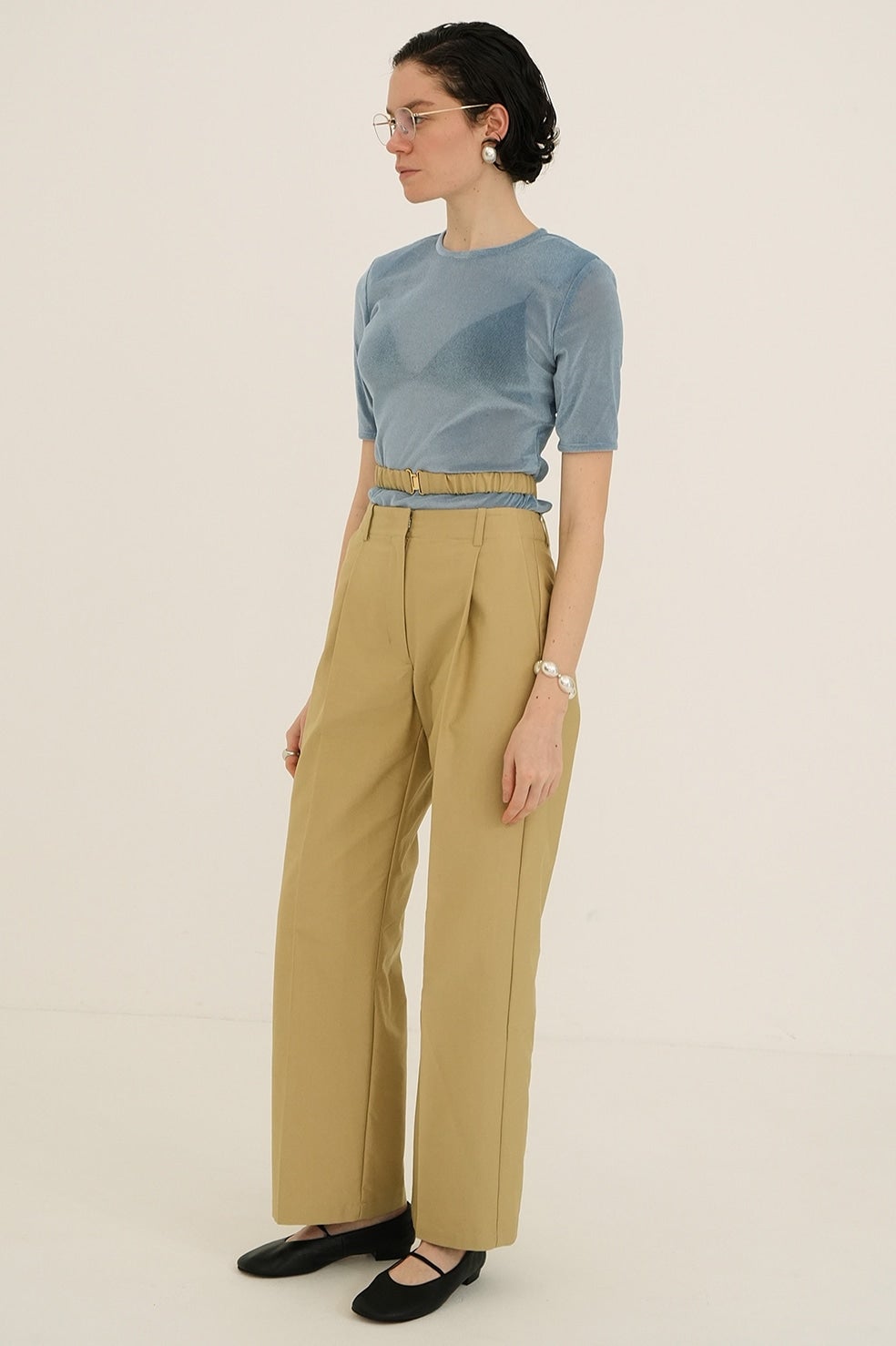 SHEER VELOUR POWER SHOULDER TOPS