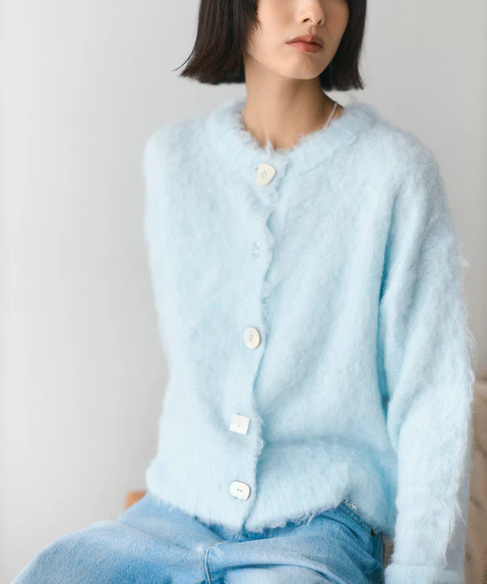 Variation Button Shaggy Knit Cardigan