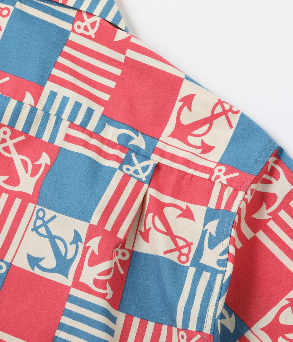 COTTON BROAD OPEN SHIRT “ANCHOR SQUARES”