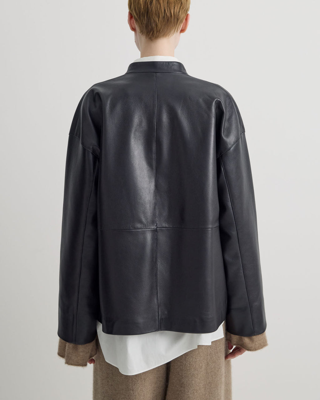 STAND COLLAR LEATHER JACKET