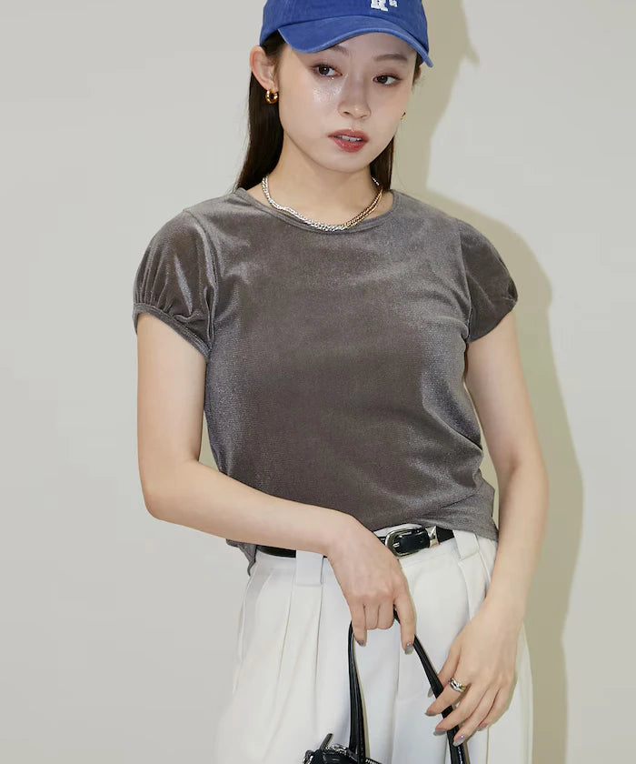 Puff Sleeve Sheer Flocky T-Shirt Limited Edition