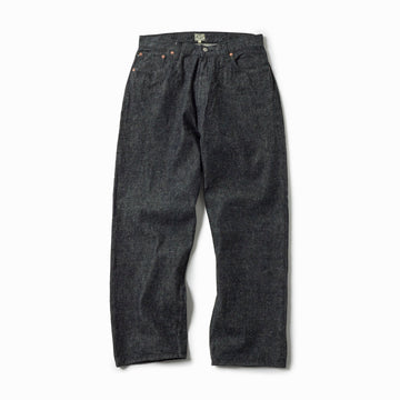 GL42579A / RECYCLED WASTE SUVIN COTTON YARN 14oz. DENIM 5POCKET WIDE PANTS