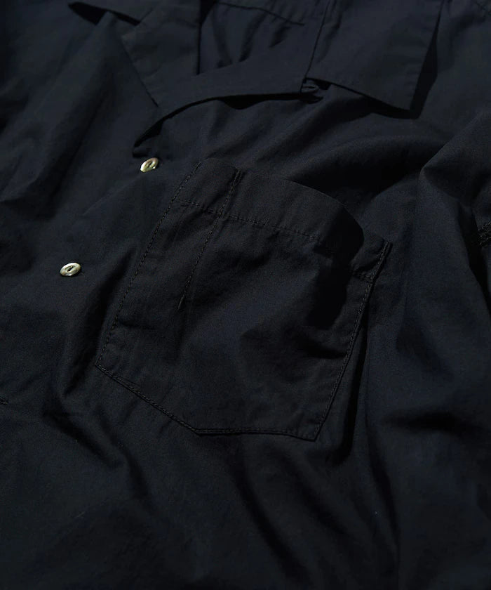 Magazine Pocket Broadcloth Open Collar Shirt