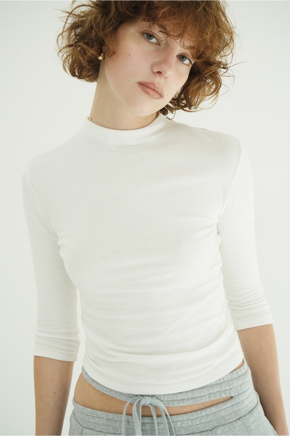 MOCK NECK MID SLEEVE TOPS