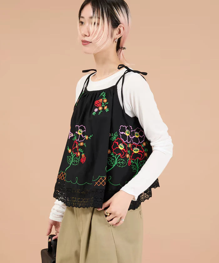 India Shoulder Ribbon Embroidered Remake Style Camisole