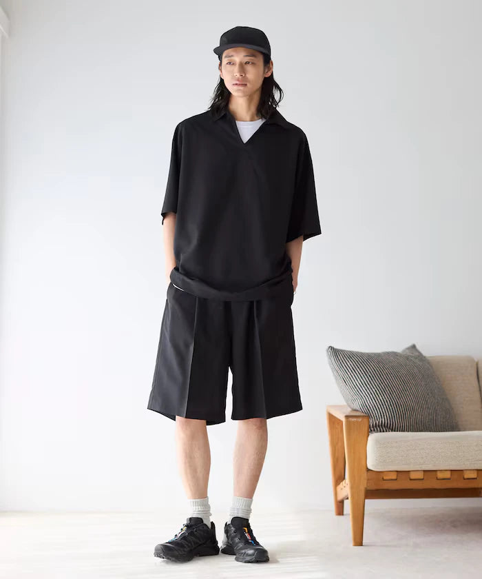 Functional Fabric Pullover Short Sleeve Shirt Set 3-piece Set / Washable / UV Cut / Quick Dry / Cool Touch