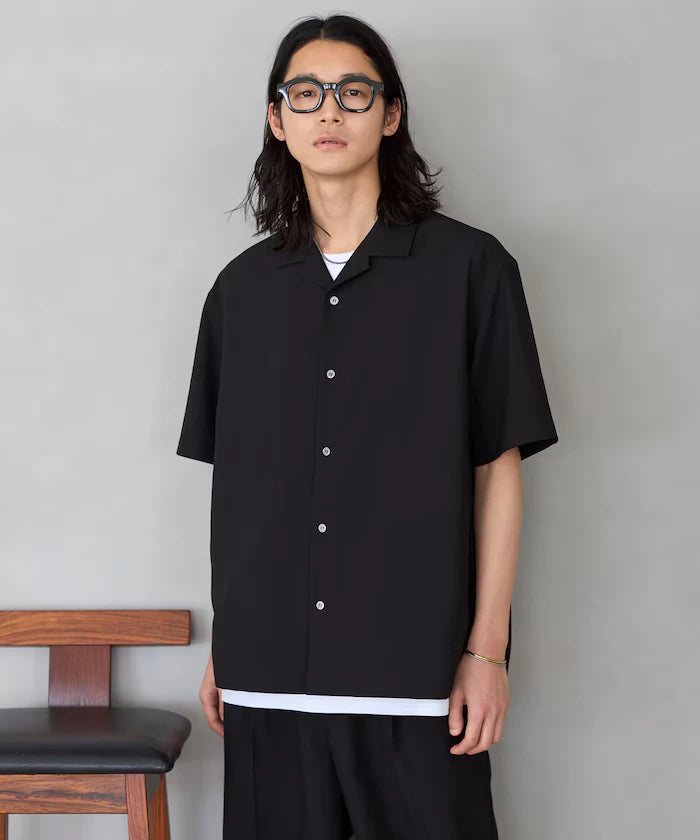 Functional Material Open Collar Short Sleeve Shirt Set 3 Piece Set / Washable / UV Cut / Quick Dry / Cooling Touch