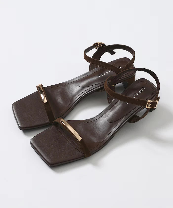 Sleek Strap Metal Plate Sandals