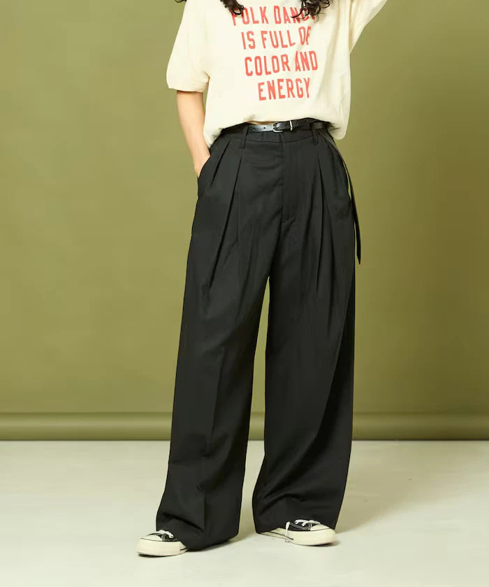 Tuck Wide Slacks Pants