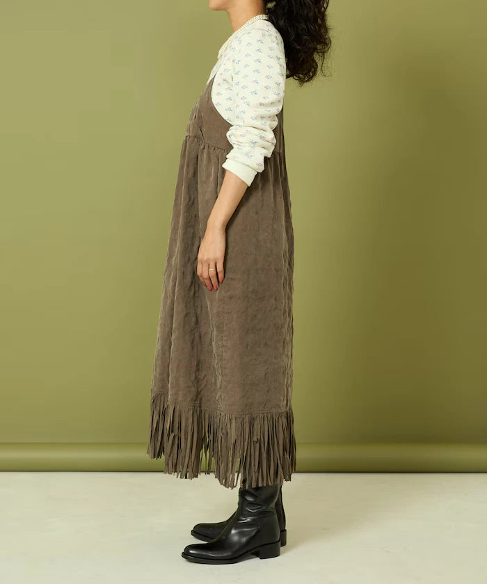 Fade-Processed Fringe Mini Dress