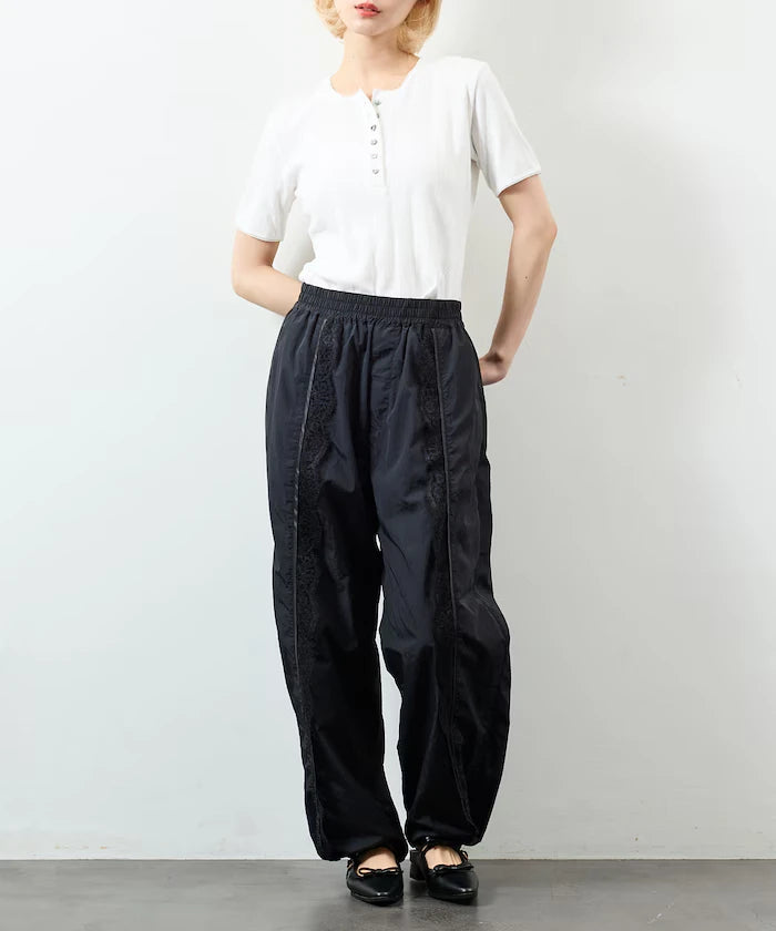 Nylon Lace Easy Wide Pants