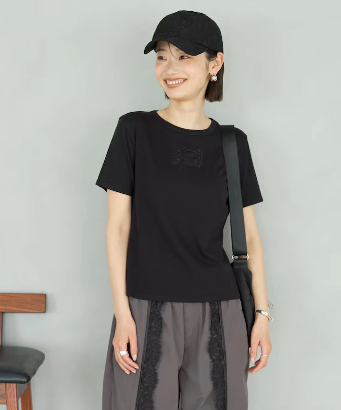 Lace Applique Cotton Modal T-Shirt