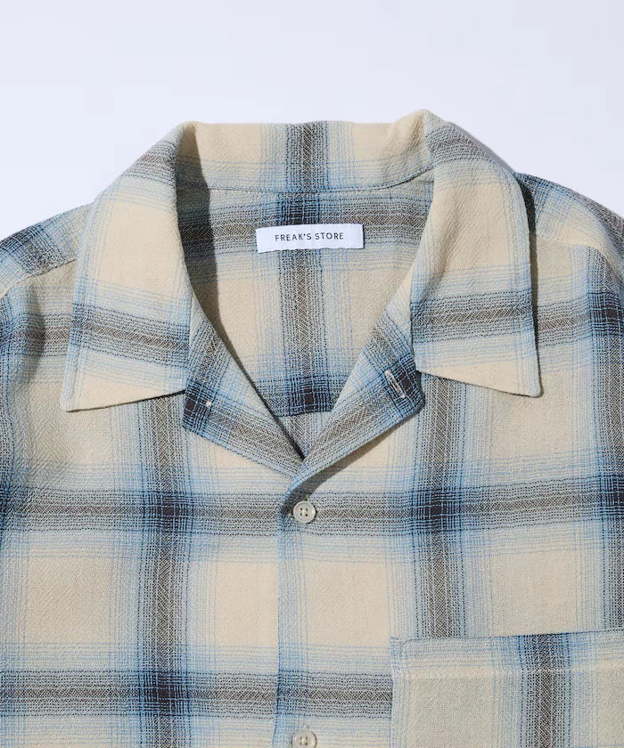 Relaxed Fit Sheer Ombre Check Open Collar Shirt