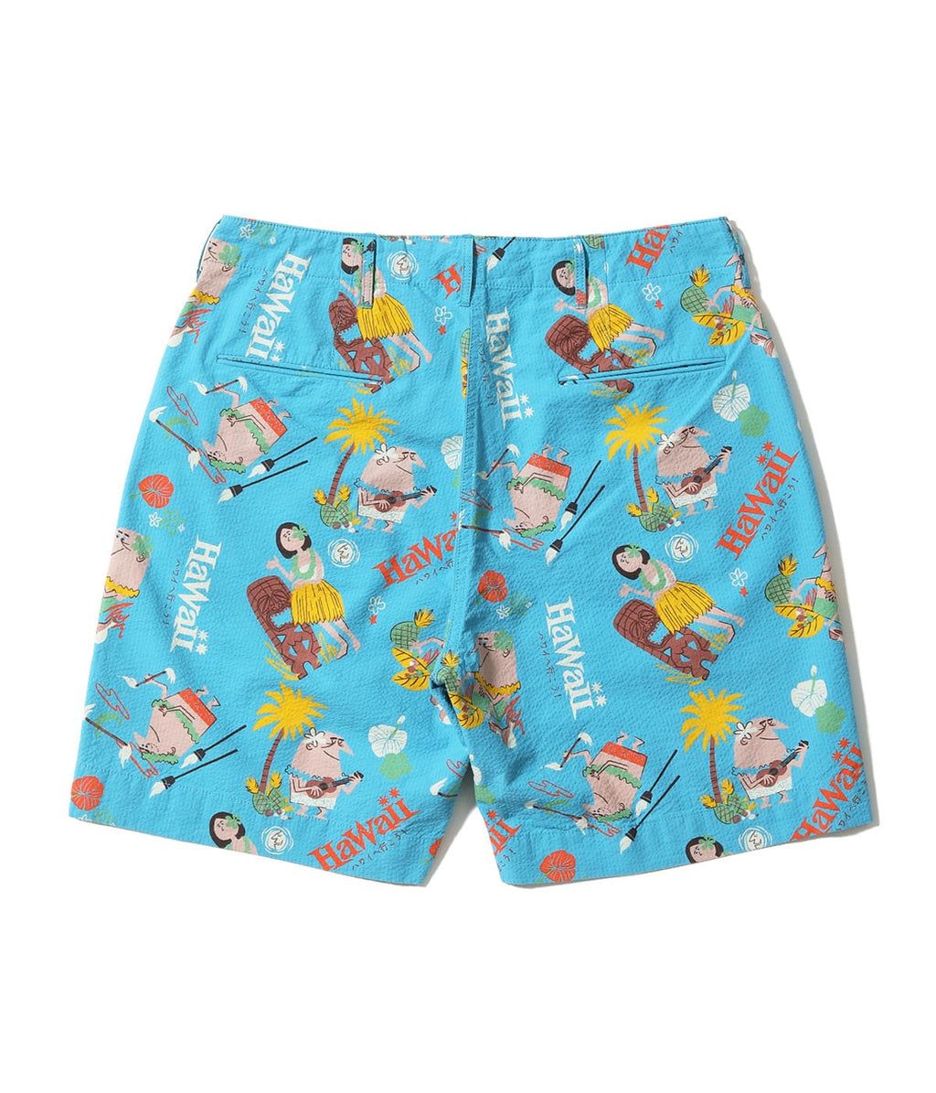 Cotton Seersucker Shorts "Trip To Hawaii" by Ryohei Yanagihara with Mookie