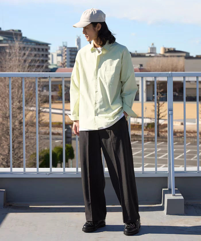 Nuance Color Oversized Regular Collar Long Sleeve Shirt