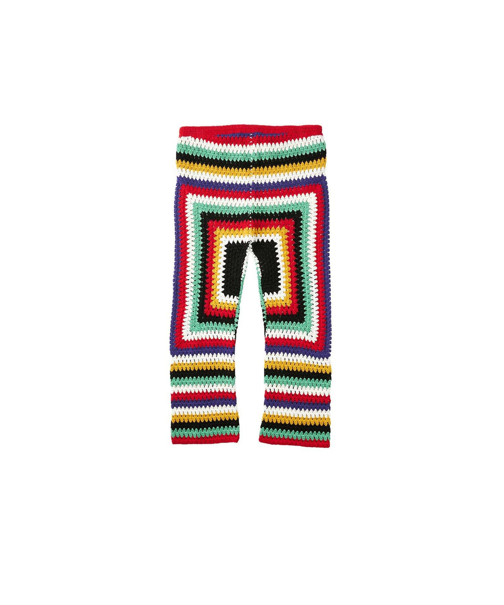 Flower Power Patch Three-Quarter Length Hand-Knit Pants