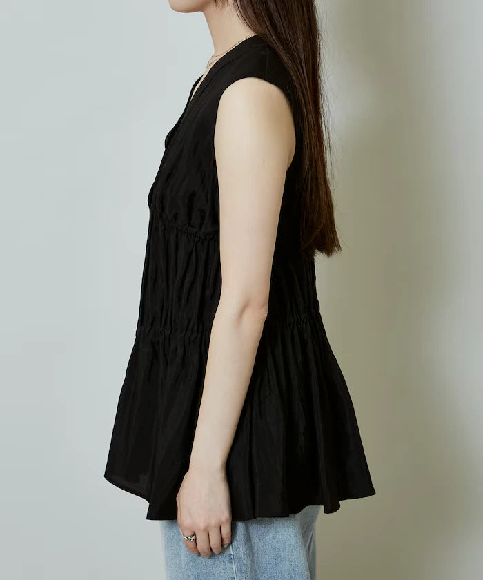 Sheer Broad Sleeveless Gathered Shift Blouse Limited Edition
