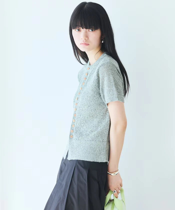 Wood Button Boucle Cardigan