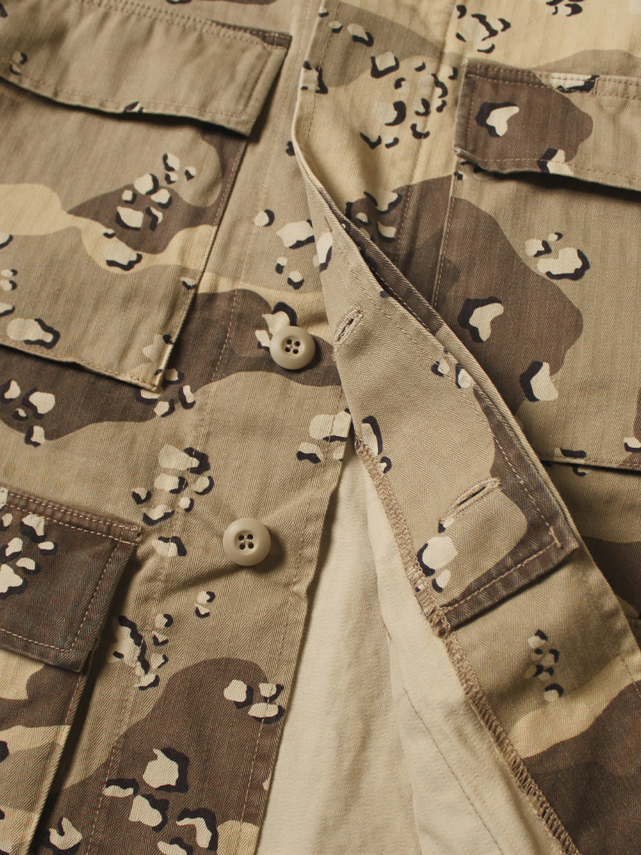 Cotton Herringbone PECKISH Chocolate Chip Camo Pattern ARMY-JKT