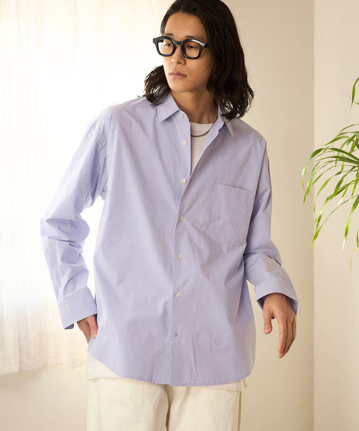 Nuance Color Oversized Regular Collar Long Sleeve Shirt