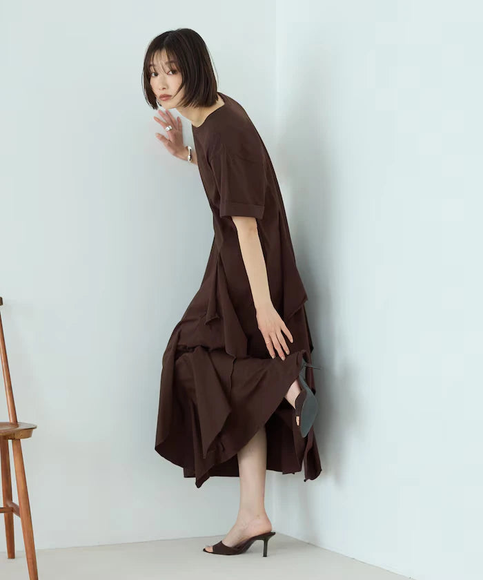 Organic Cotton Draped Flare Dress