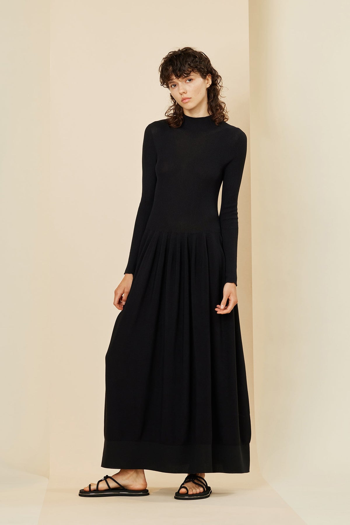 RIVULET HIGHNECK LONG SLEEVE DRESS