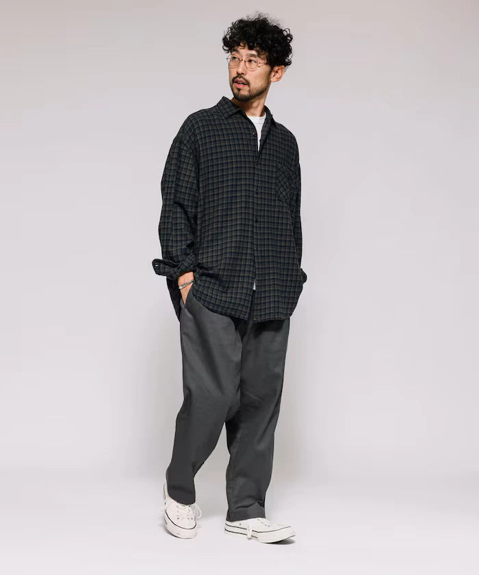 Wide Silhouette Drawstring Chino Pants / Tapered Silhouette Easy Chino Pants