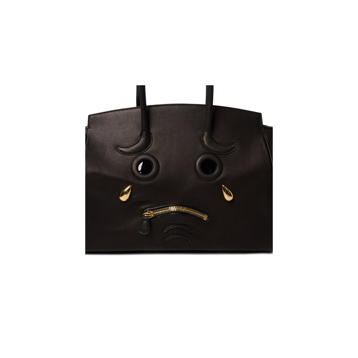 PLEADING EMOJI LEATHER BAG : BLACK