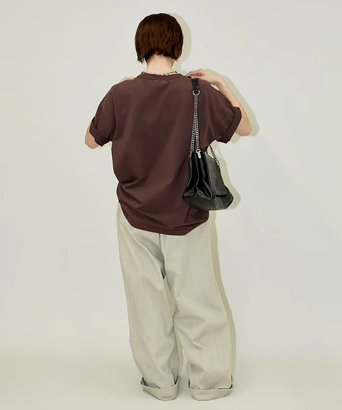 Limited Edition MLB Logo Print Henley Neck Oversized T-Shirt