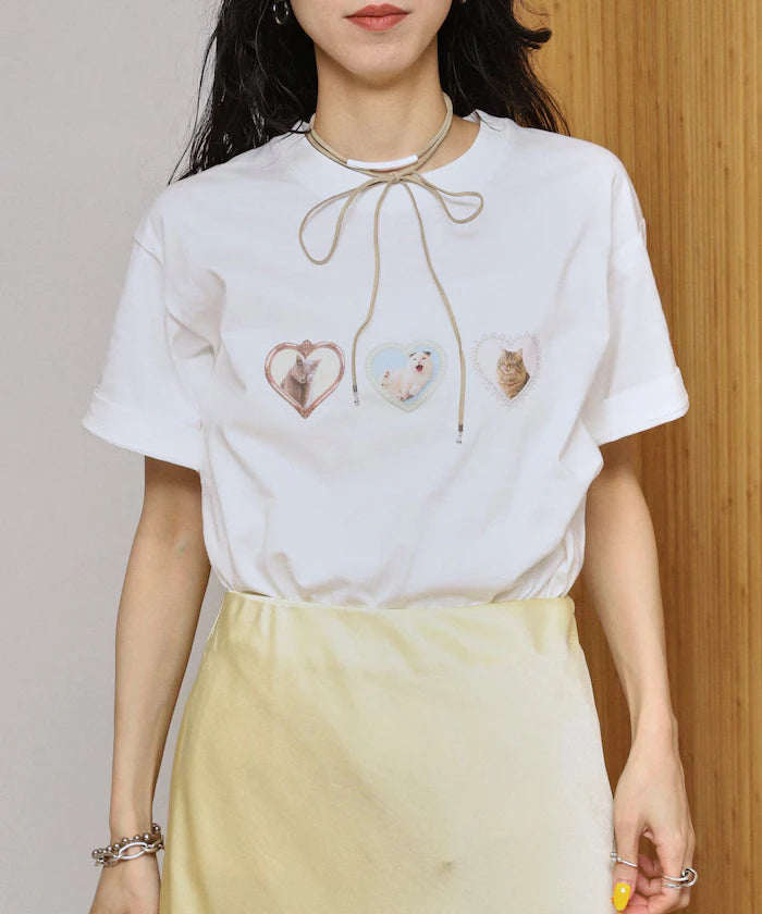 Organic Cotton Animal Heart Print T-Shirt