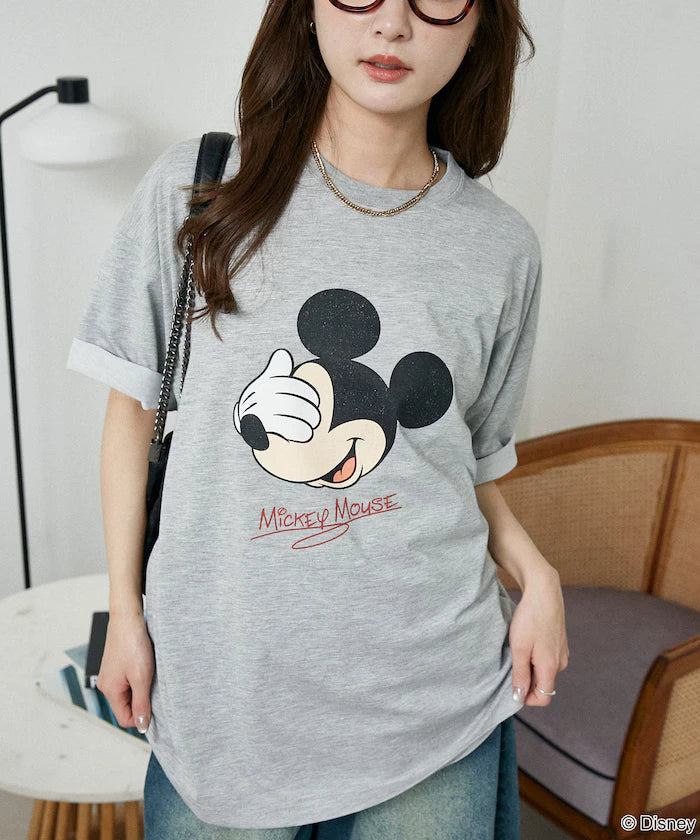<Functional Material>Mickey Mouse Face T-Shirt Limited Edition