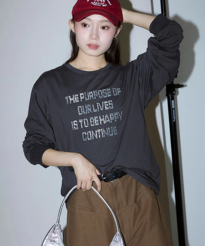 Box Logo Bead Embroidery Big Silhouette Long Sleeve T-Shirt Limited Edition