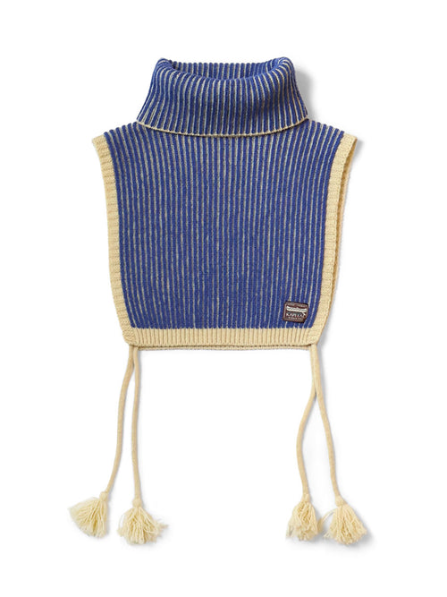 5G Wool High Neck Stripe Bib Poncho