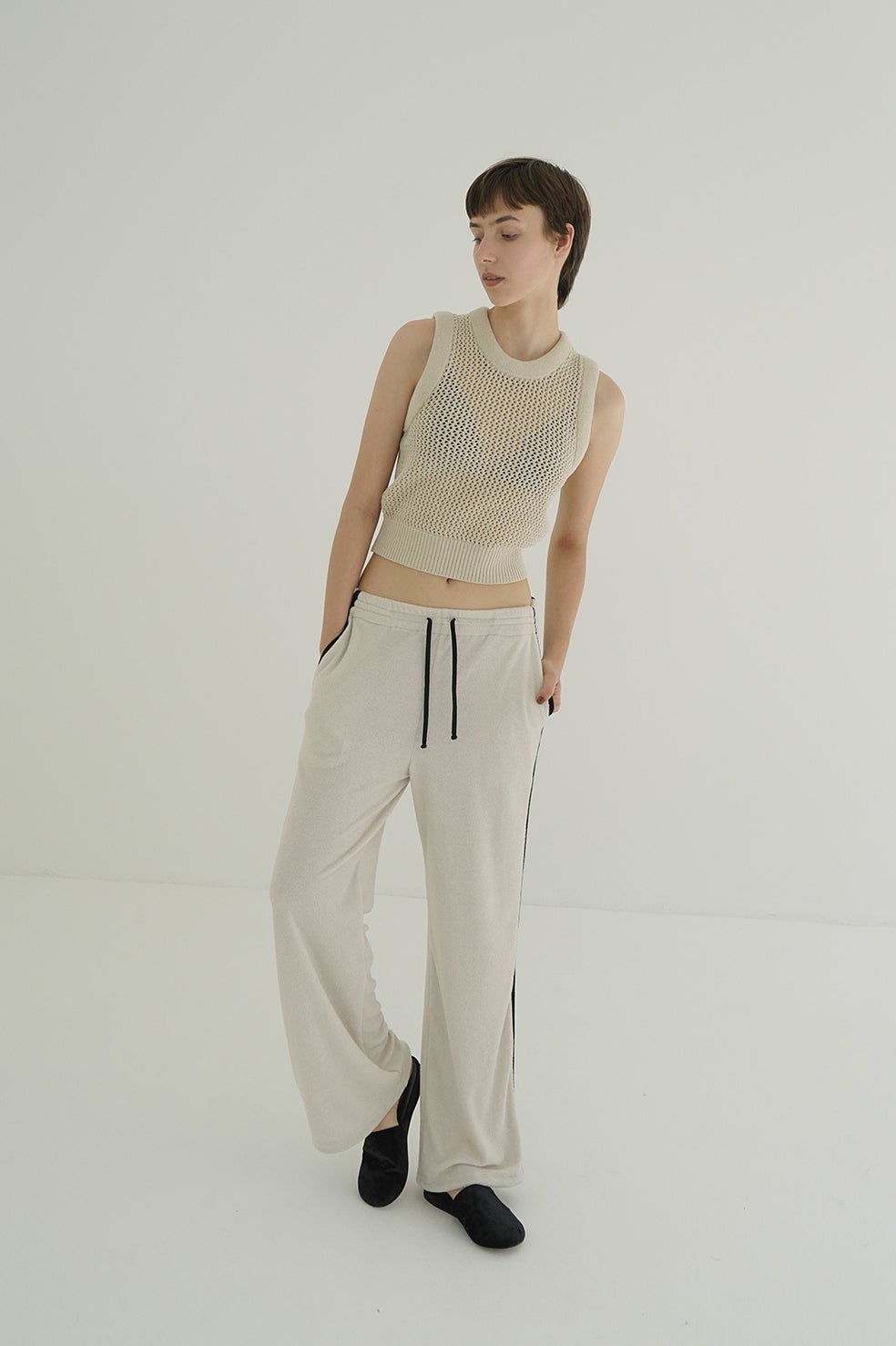 3D RIB MESH KNIT TOPS